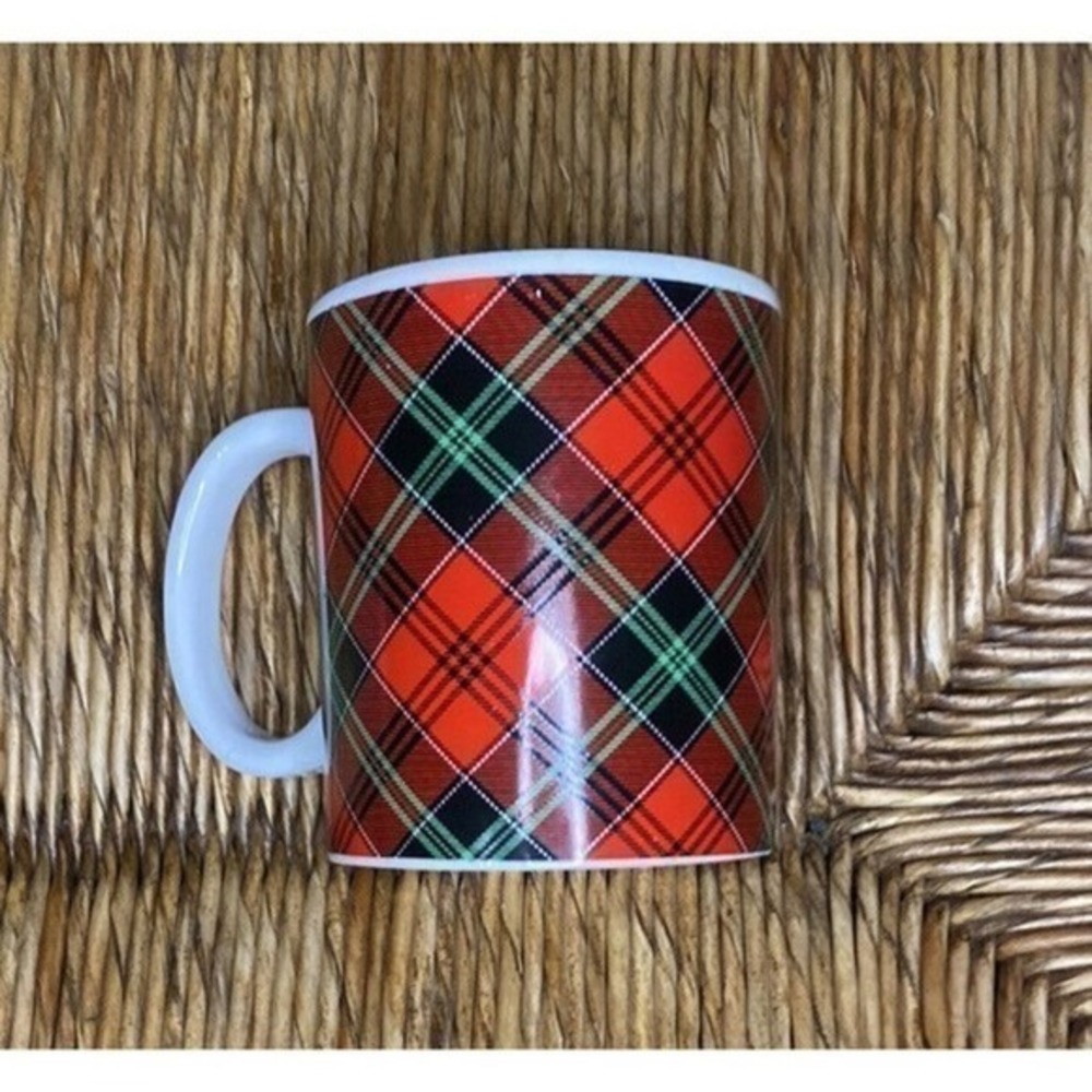 LARGE Design‎ Pac Red & Green Tartan Plaid Pattern Coffee Mug / Tea Cup